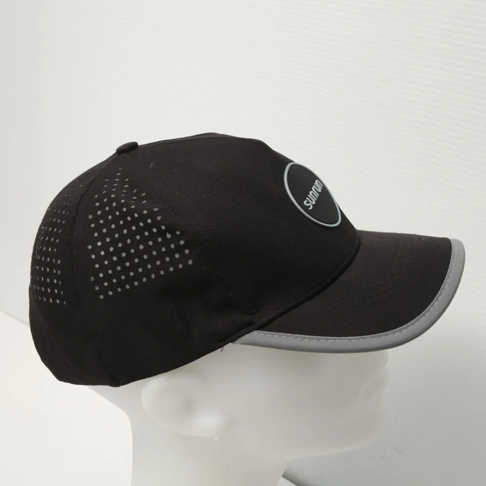 Sunrun Performance Baseball Cap Men OSFM Black Reflective Laser Cut Snapback Hat - Picture 4 of 7